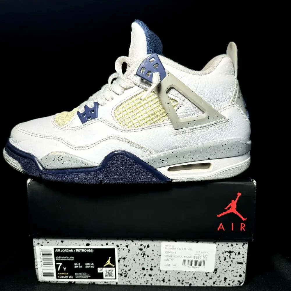 Size 7 - Nike Air Jordan 4 Retro GS Midnight Navy Men's Shoes